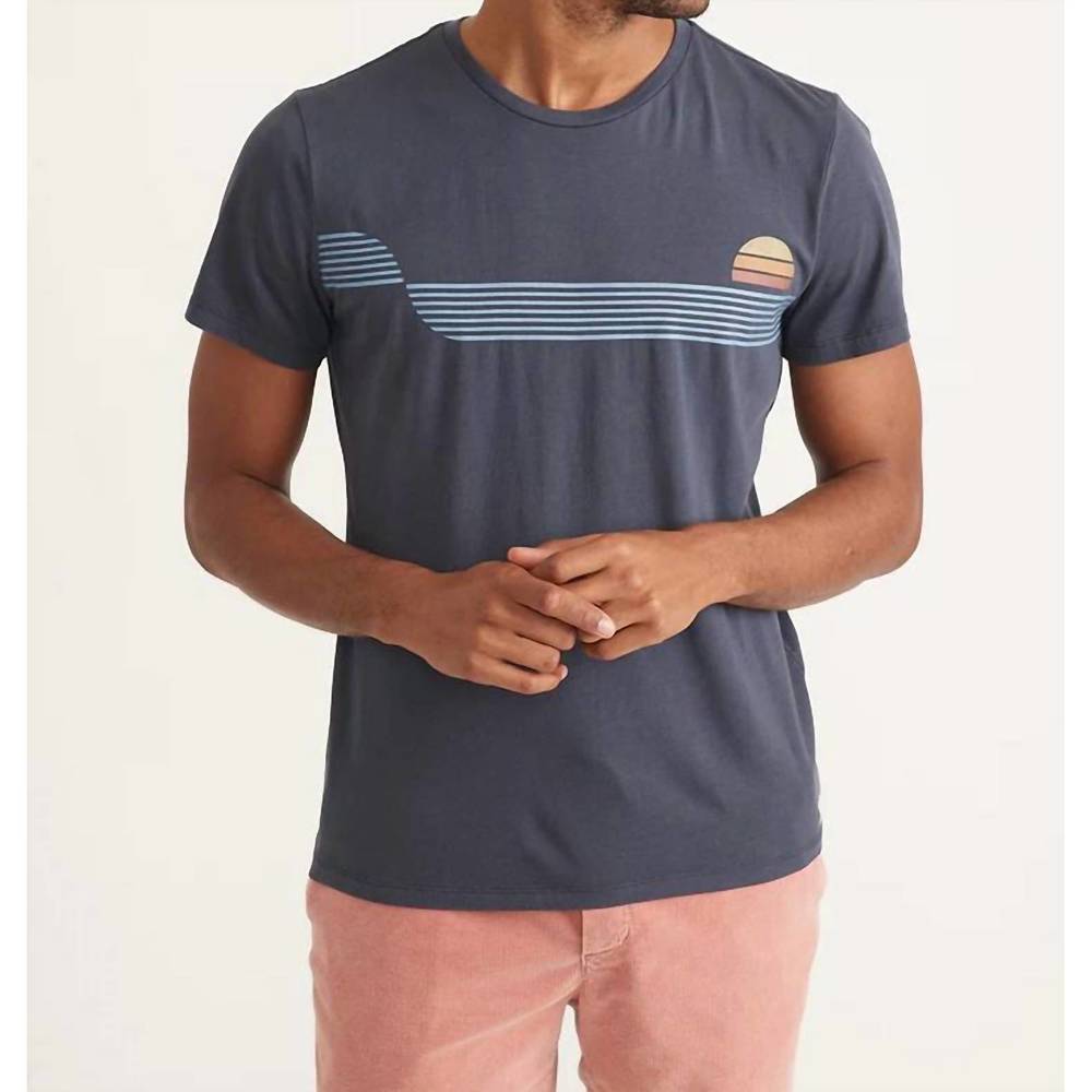 NEW MARINE LAYER signature crew graphic tee in navy seam to seam - Picture 2 of 3